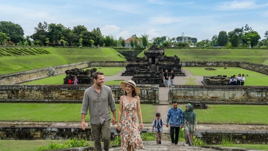 Candi Sambisari temple sitting in its sunken excavated courtyard