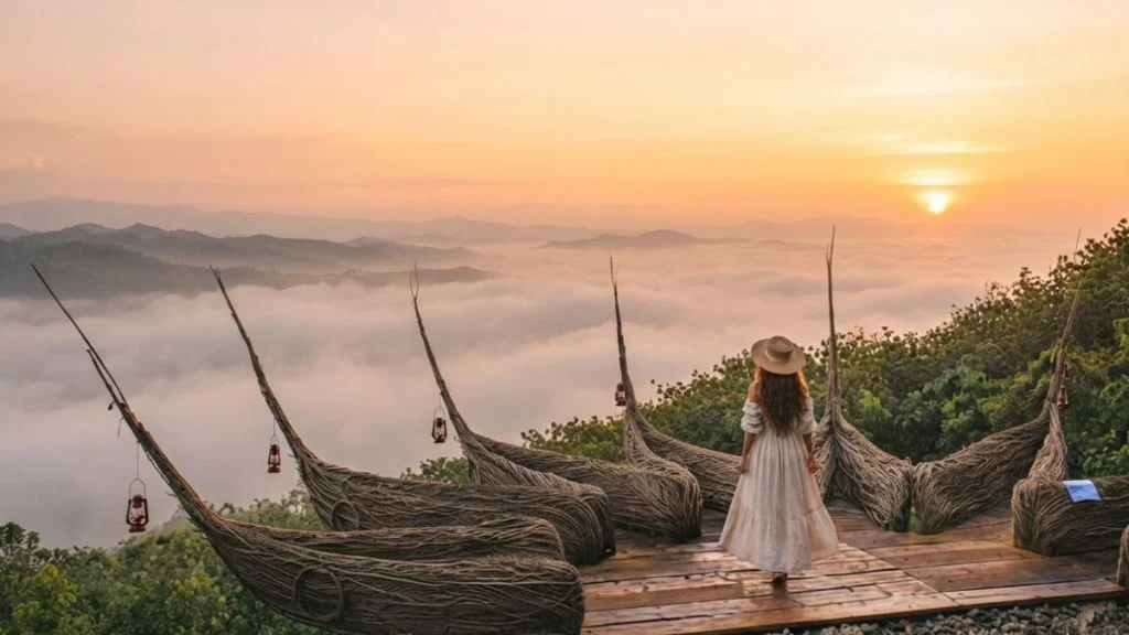 Sunrise sea of clouds view from Geoforest Watu Payung viewing platform