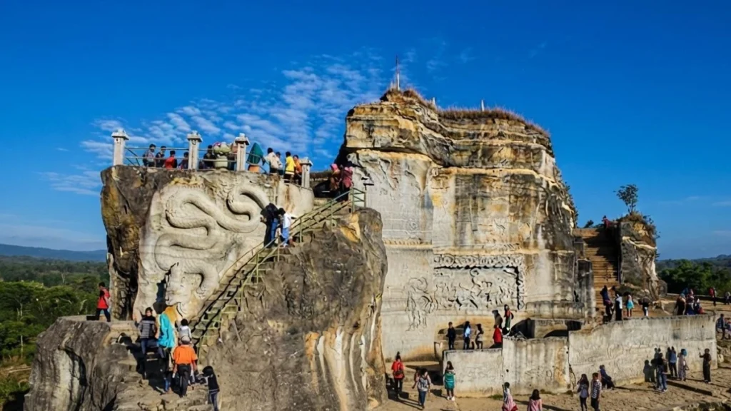 Tebing Breksi carved limestone cliff walls with wayang relief carvings